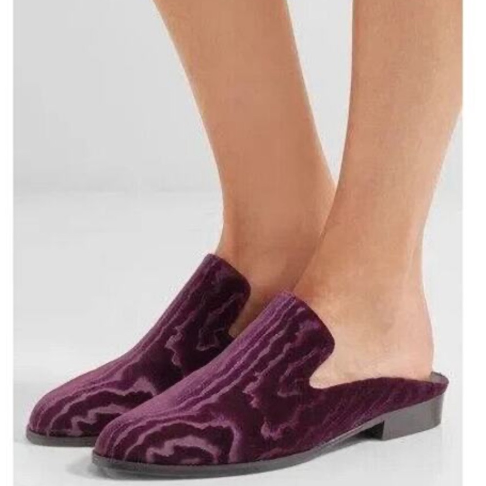 Robert Clergerie Violet Crushed Velvet Slipper Mules